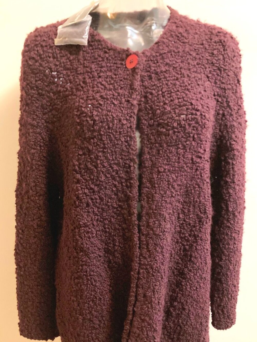 NWT $270 ADRIENNE VITTADINI Handknit Cardigan Chunky Tunic Sweater Eggplant